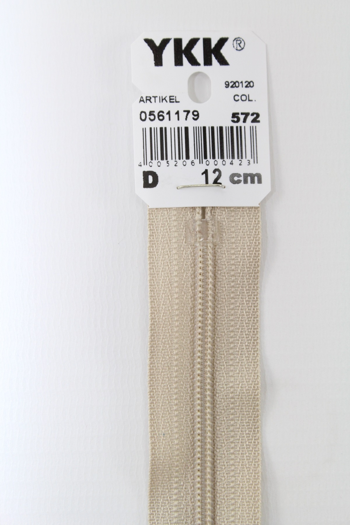 YKK-Reissverschluss 12cm-60cm, nicht teilbar, sand
