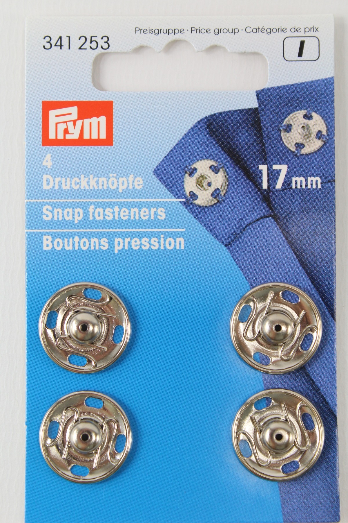 4 Annäh- Druckknöpfe ø 17mm silber