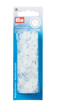 30 Nähfrei-Druckknöpfe "Color Snaps", rund, 12,4mm, transparent matt