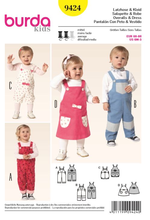 burda Schnitt 9424 "Latzhose und Latzrock"