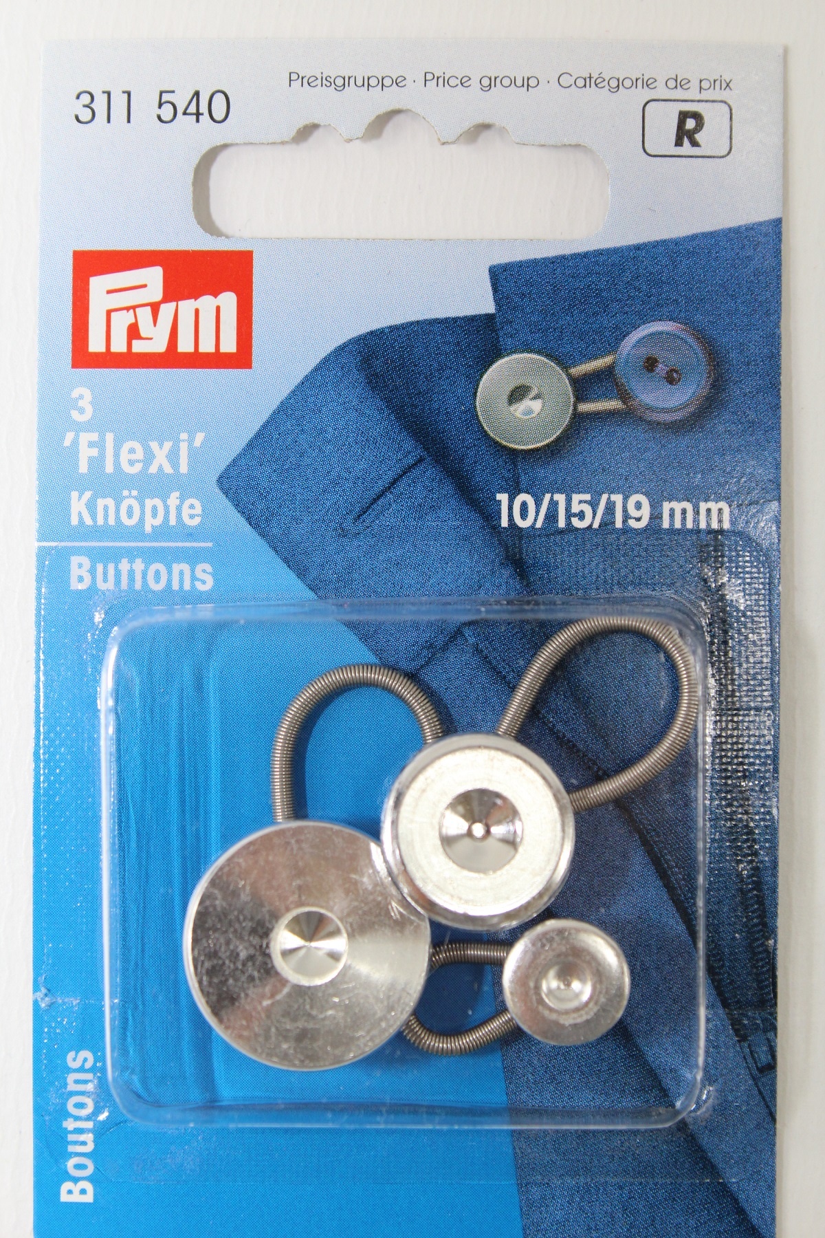 3 'Flexi' Knöpfe 10/15/19 mm