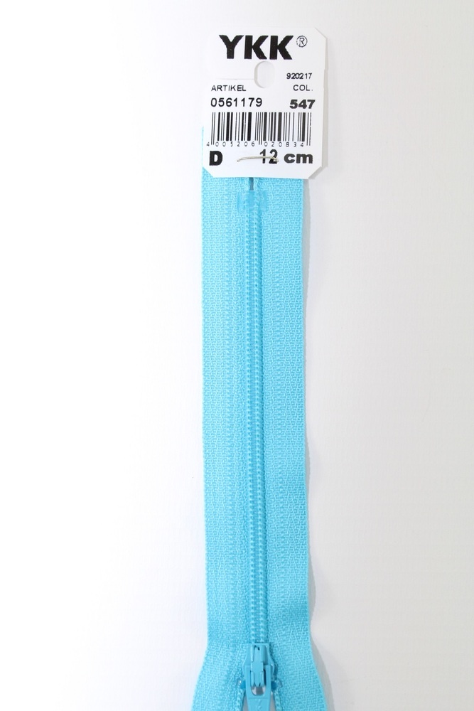 YKK-Reissverschluss 12cm-60cm, nicht teilbar, wasserblau