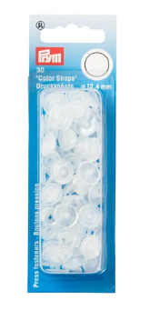 30 Nähfrei-Druckknöpfe "Color Snaps", rund, 12,4mm, transparent glänzend