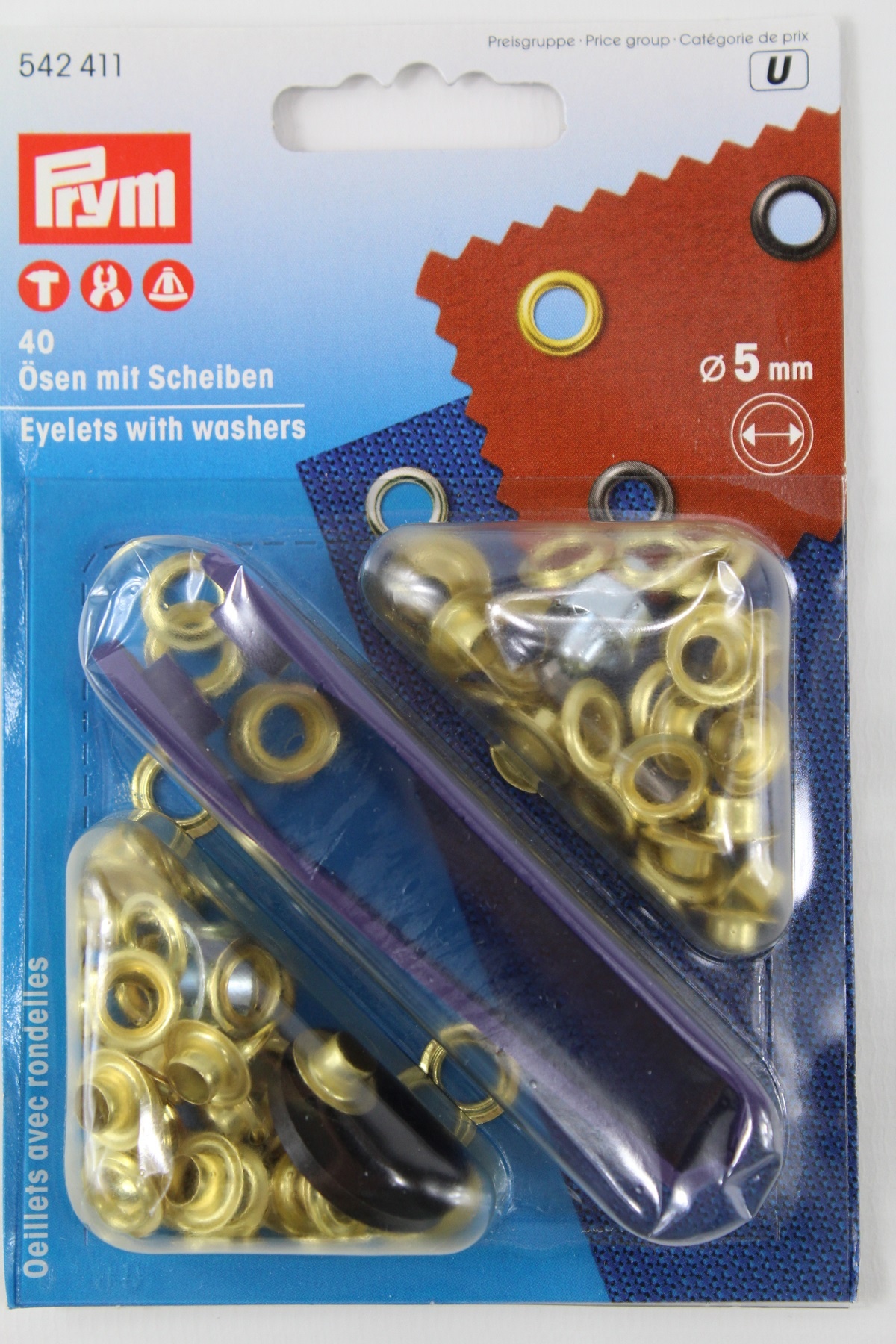 40 Ösen mit Scheiben ø 5mm gold
