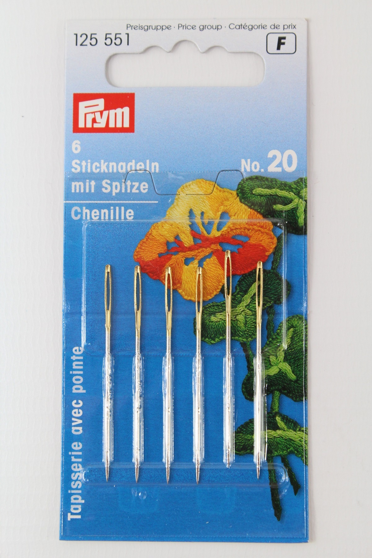 6 Sticknadeln mit Spitze No. 20