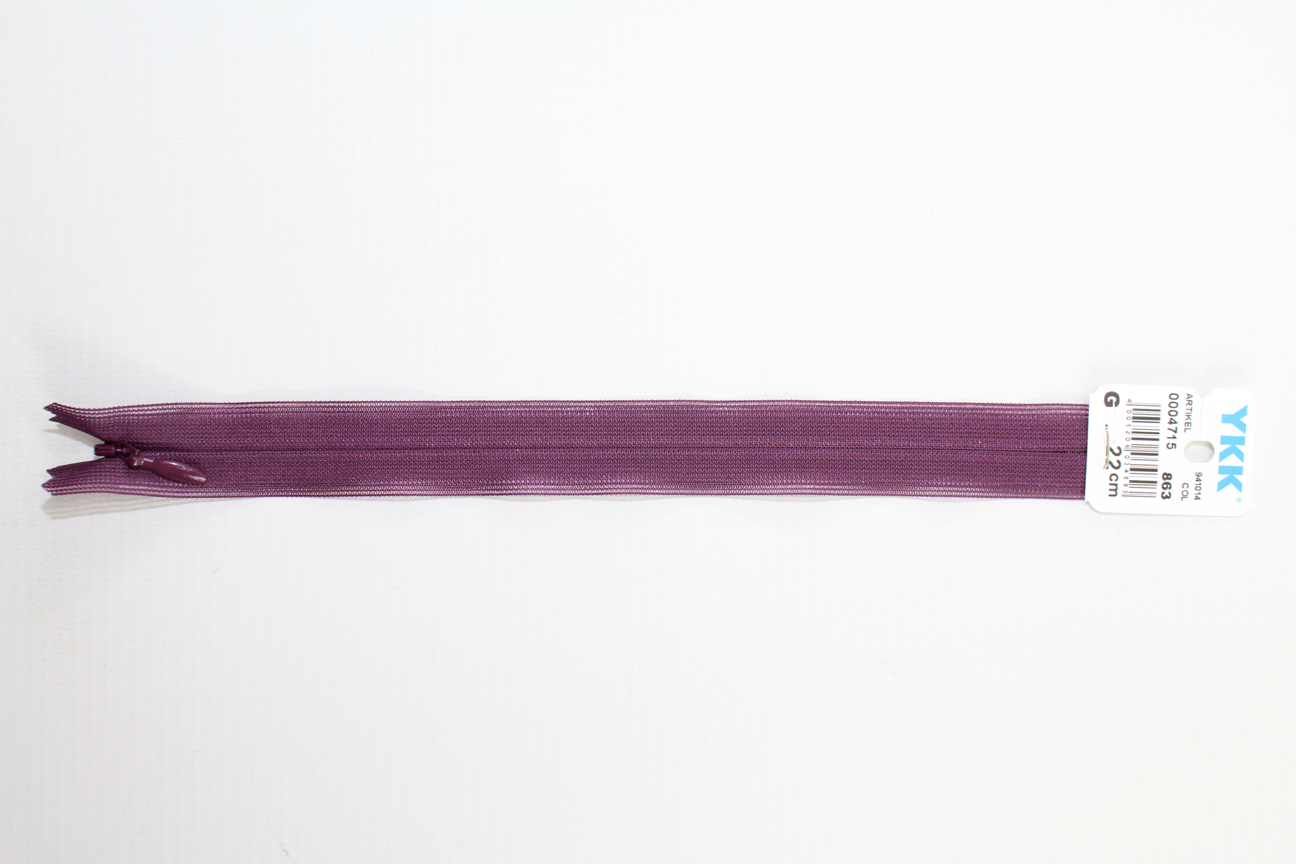 Nahtverdeckter Reissverschluss aus Kunststoff (aubergine) Col. 863