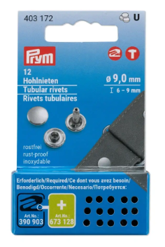 Hohlnieten, 6-9mm, silberfarbig, 12 Stück