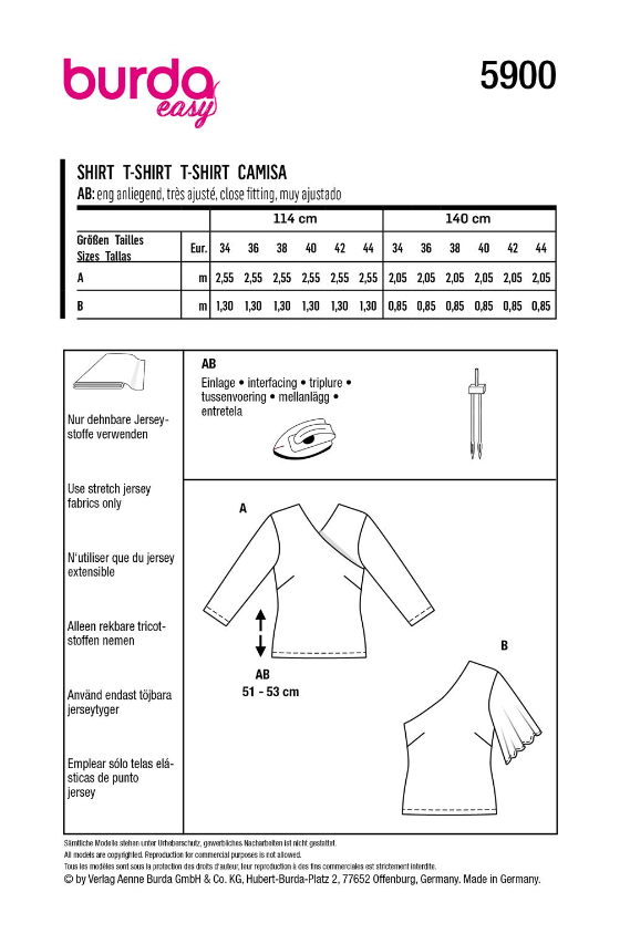 burda Schnitt 5900 "Figurbetonte Shirts"