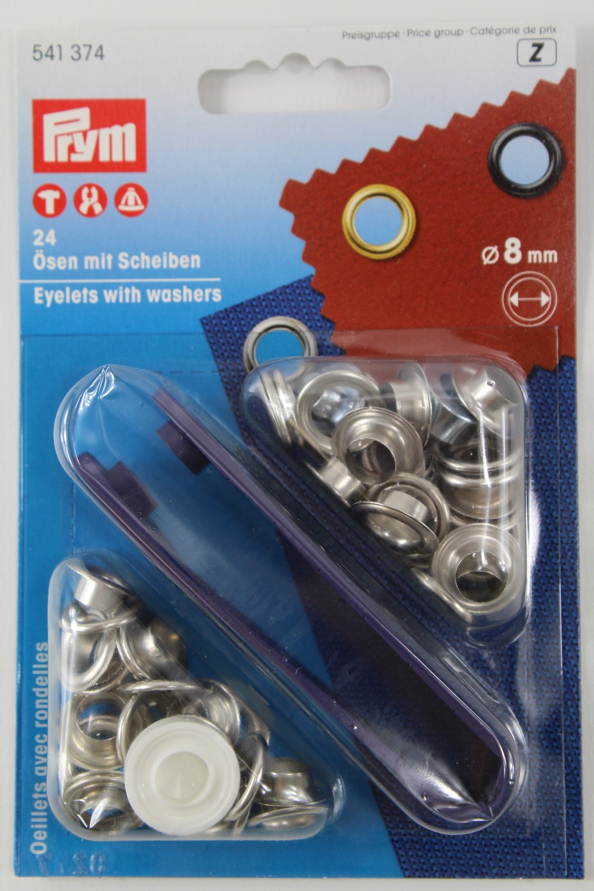 24 Ösen mit Scheiben ø 8mm silber