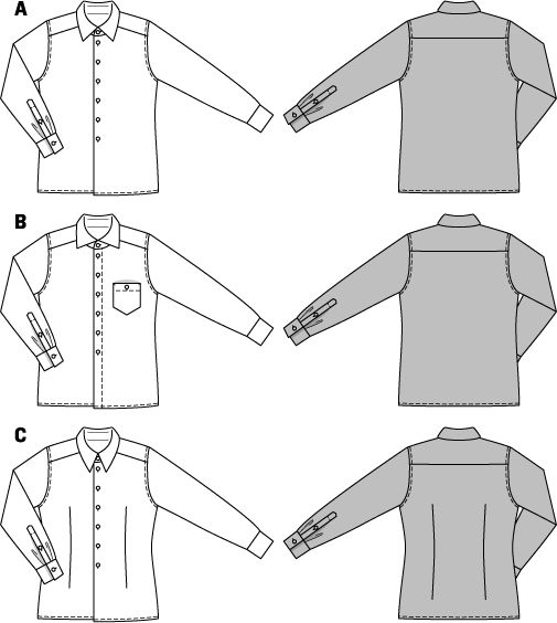 burda Schnitt 7045 "Herrenhemd, verschiedene Kragenarten"