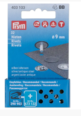 Nieten Nachfüllset, 9mm, silber-alteisen