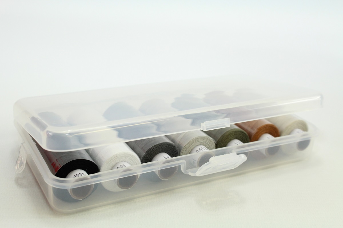 Troja 500M. in schöner Nähwelt Box (7er Set, schwarz,weiss,grau,braun)