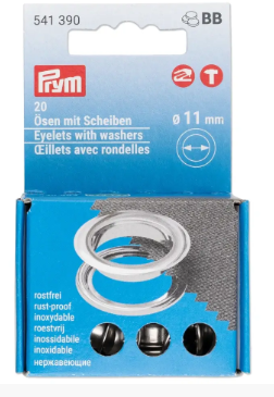 Ösen mit Scheiben, 11mm, silberfarbig  
