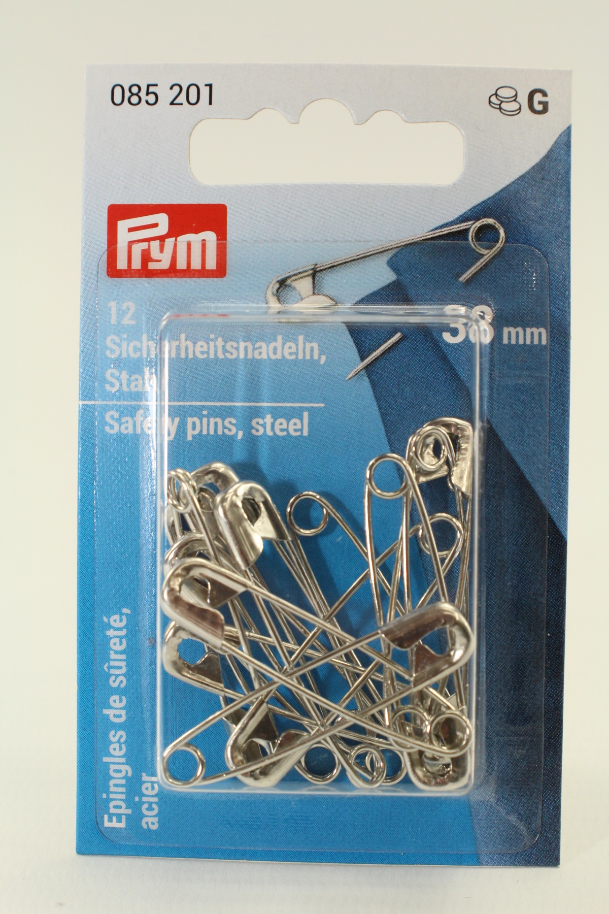 Sicherheitsnadeln, 38mm, silberfarbig, 12 Stück