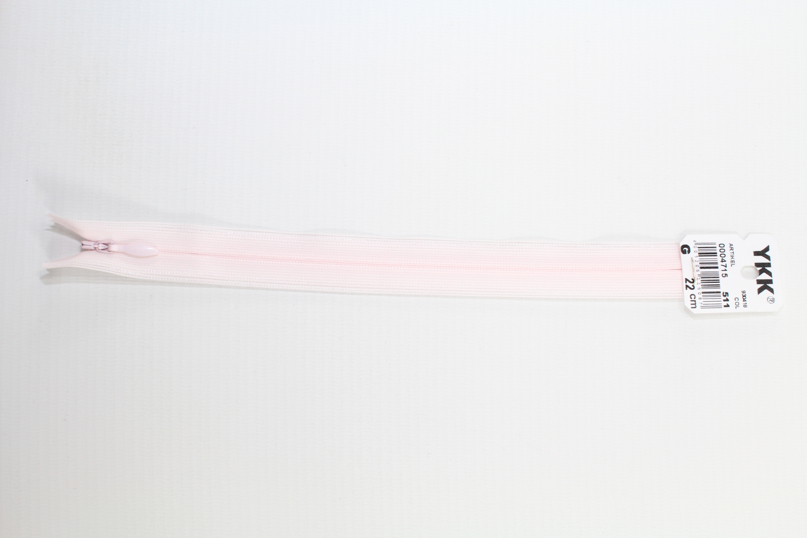 Nahtverdeckter Reissverschluss aus Kunststoff (hellrosa) Col. 511