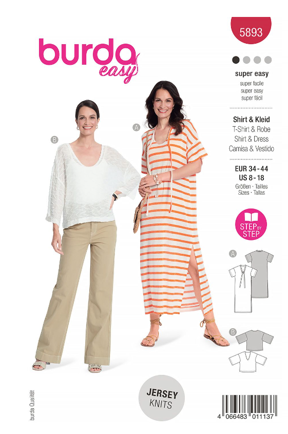 burda Schnitt 5893 "Kleid und Shirt mit tiefen Ausschnitt"
