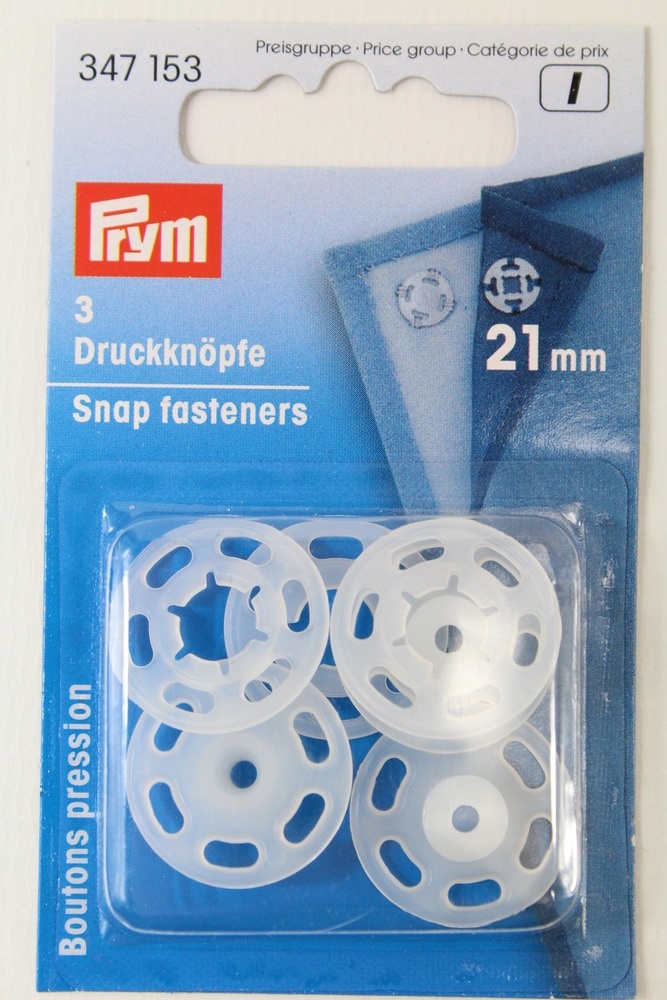 3 Annäh- Druckknöpfe ø 21mm Kunststoff