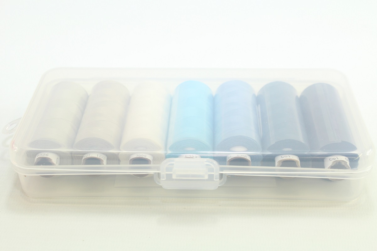 Troja 500M. in schöner Nähwelt Box (7er Set, blau und beige Töne)