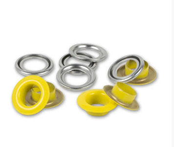 Ösen mit Scheiben, 8mm, gelb/silberfarbig (32 Stück)